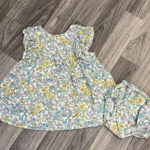 Zara Kids Floral Dress and Diaper Cover Set - Yellow and Blue size 6-9 months
